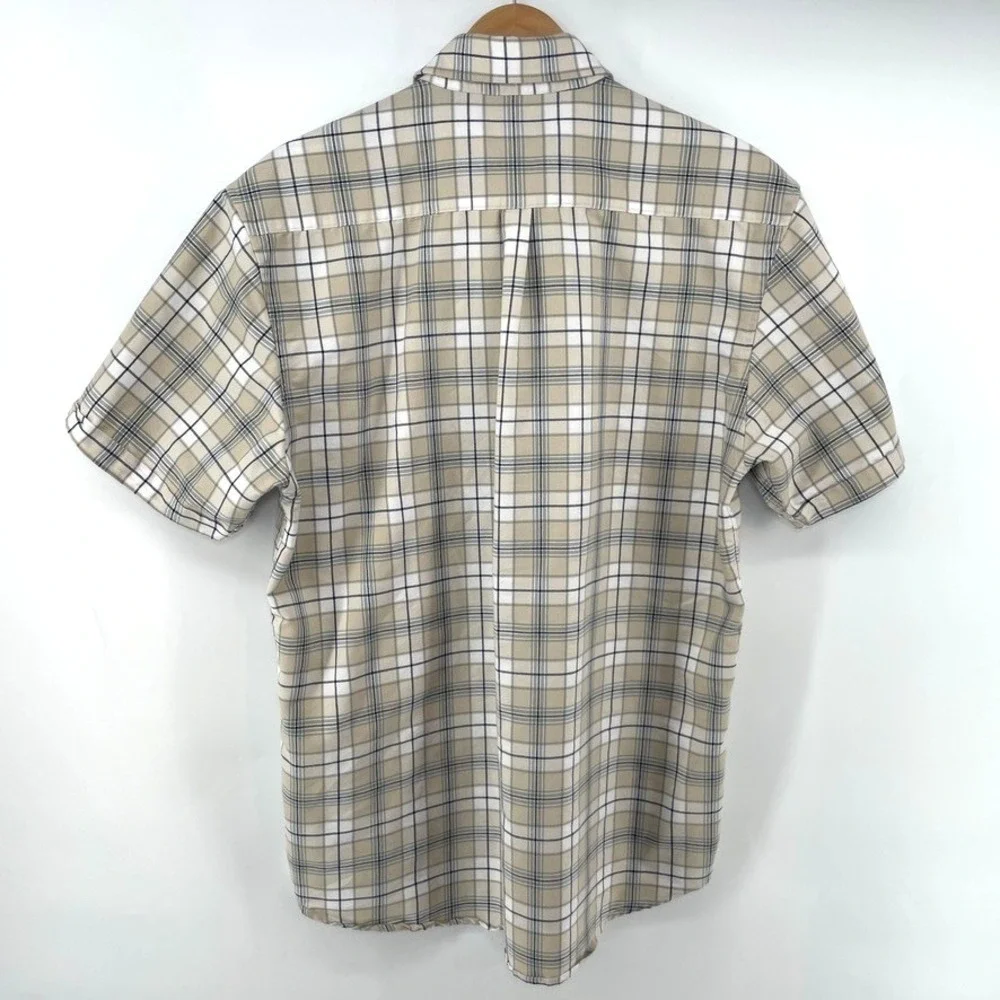 Polo Ralph Lauren shirt Men XXL Lightweight Cotton Plaid Short Sleeve Neutral